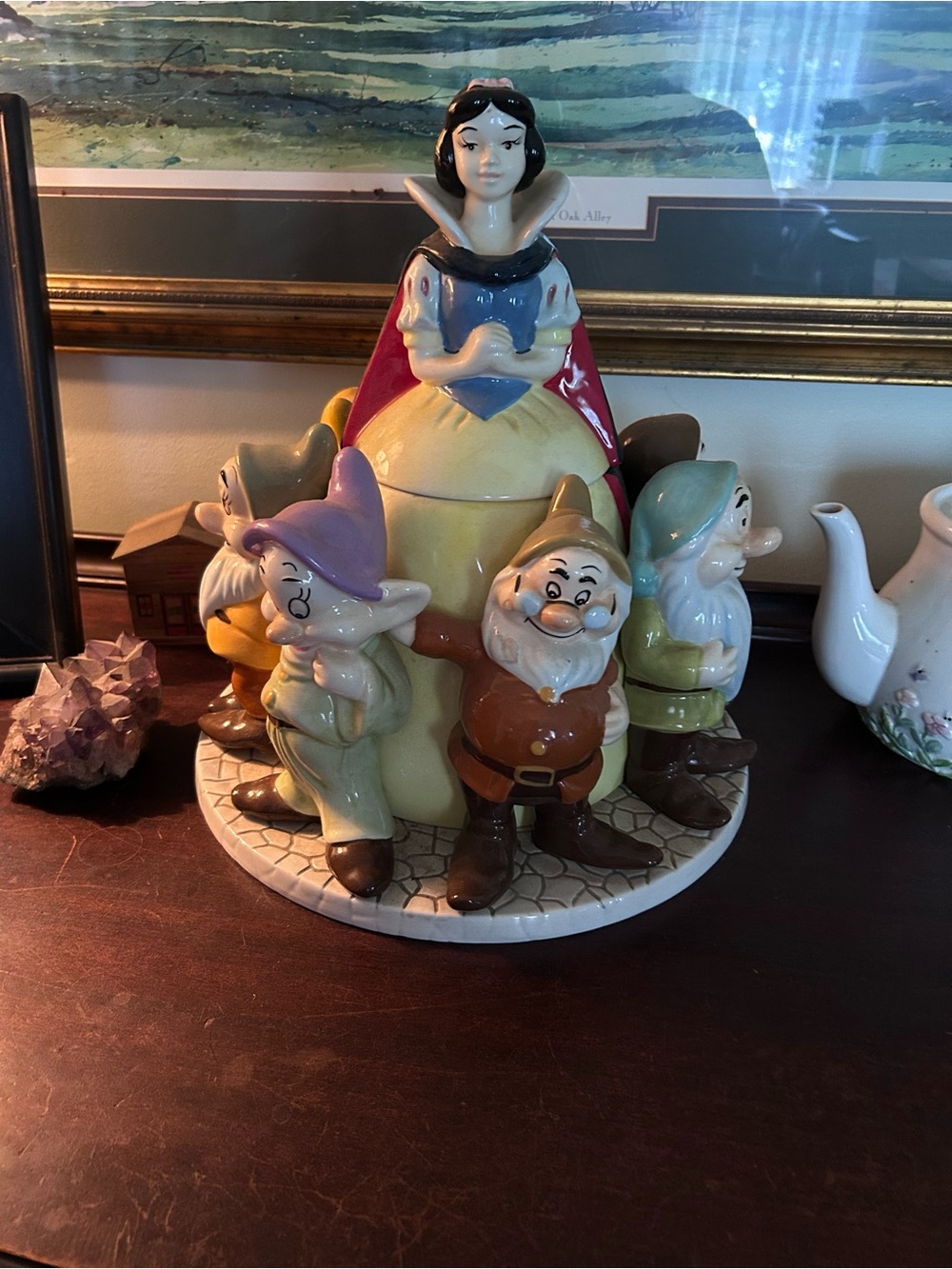 Disney Snow White and Seven Dwarfs Ceramic Cookie Jar - Yellow, Red, Blue, Brown